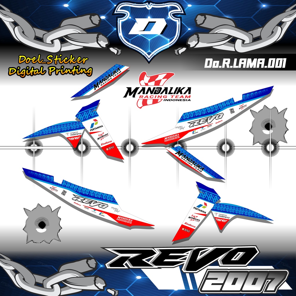 Striping Sticker Revo 110 - Stiker Lis Variasi Revo Lama 2007 Desain Mandalika Racing Team 001