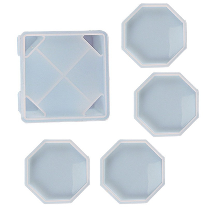 Glitter Resin Mold Flower Shape Square Coaster Storage Box Silicone Mold