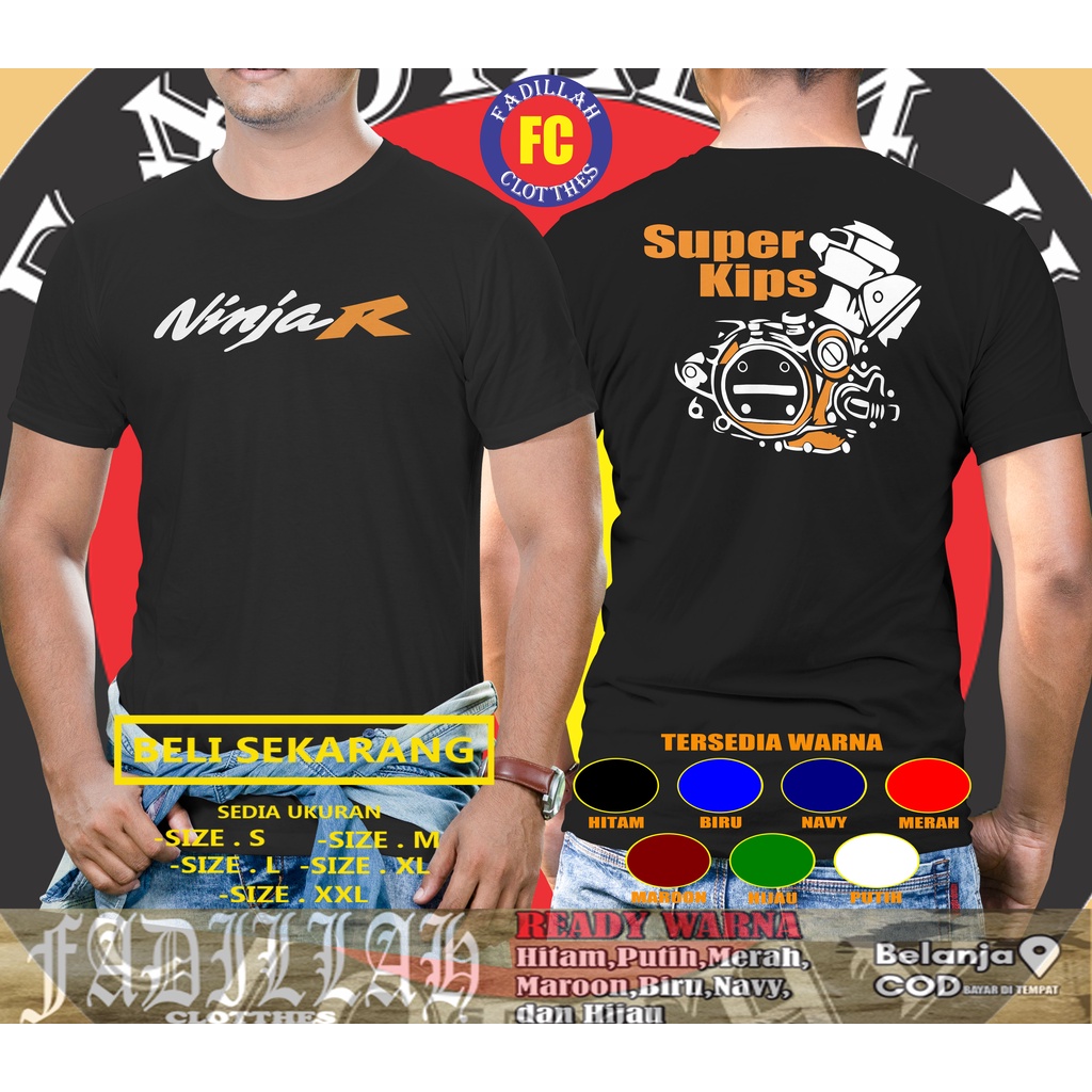 Kaos Kawasaki Ninja R Super Kips Mesin v2 Baju Otomotif