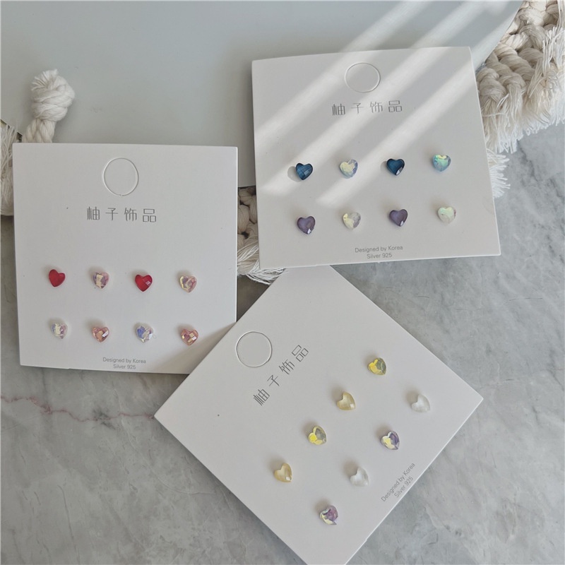 Anting Tusuk Motif Hati Bahan Resin Warna-Warni Ala Korea Untuk Wanita