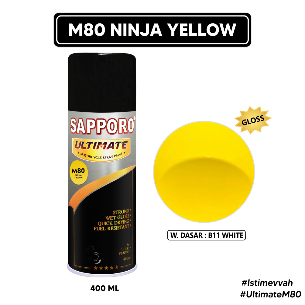 Sapporo Ultimate M80 Ninja Yellow / Cat Spray Semprot Aerosol Terbaik