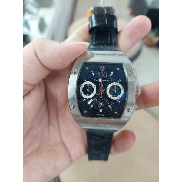 CHARLES JOURDAN tali rubber kombi kulit hitam silver cewek/wanita CJ1090-3332C original 100%