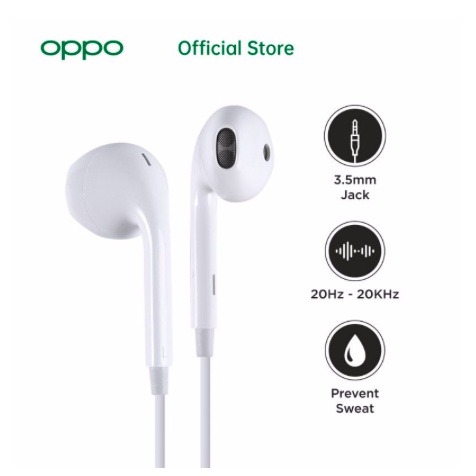 GARANSI 30 HARI - HEADSET OPPO ORIGINAL EARPHONE OPPO In Ear Asli Microfon bawaan 3.5Mm hedset plug untuk semua oppo