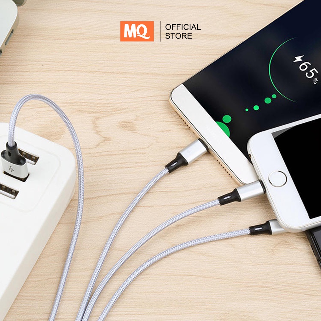 MQ Kabel Data usb cable 3in1 Fast Charger Micro USB + Type C + Lightning Original MQ-CB04