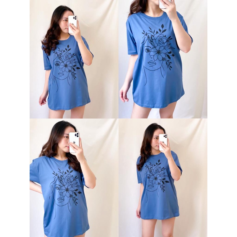 Kaos Oversized Wanita Motif Terbaru Kaos Oblong Wanita Lengan Pendek Bahan Cotton Combed 30s