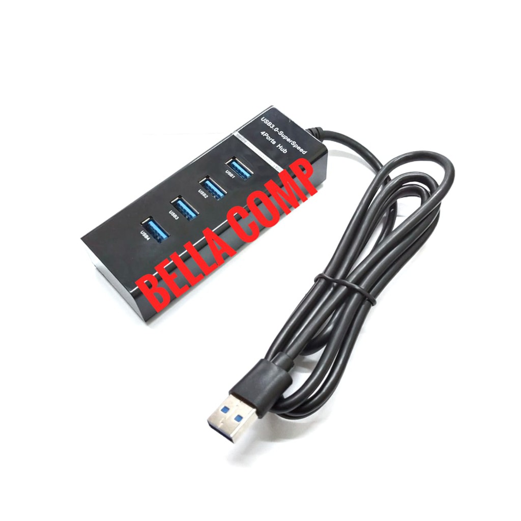 4 PORT USB HUB 3.0 SUPER SPEED 5 Gbps Panjang Kabel 1.2M With LED Blue Power