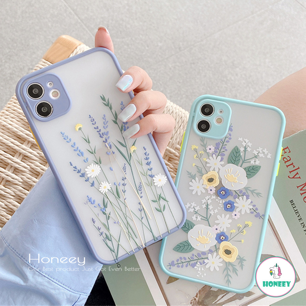 3D Splicing CONTRAST Flower Camera Lens Protector Soft TPU Phone Case