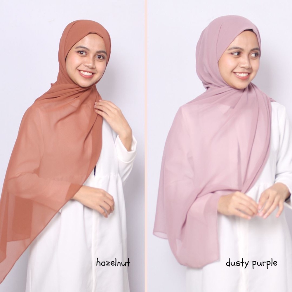 Pashmina Ceruty Baby Doll Premium Panjang 180X75 cm / Pasmina Ceruty Jahit Tepi Polos Malaya