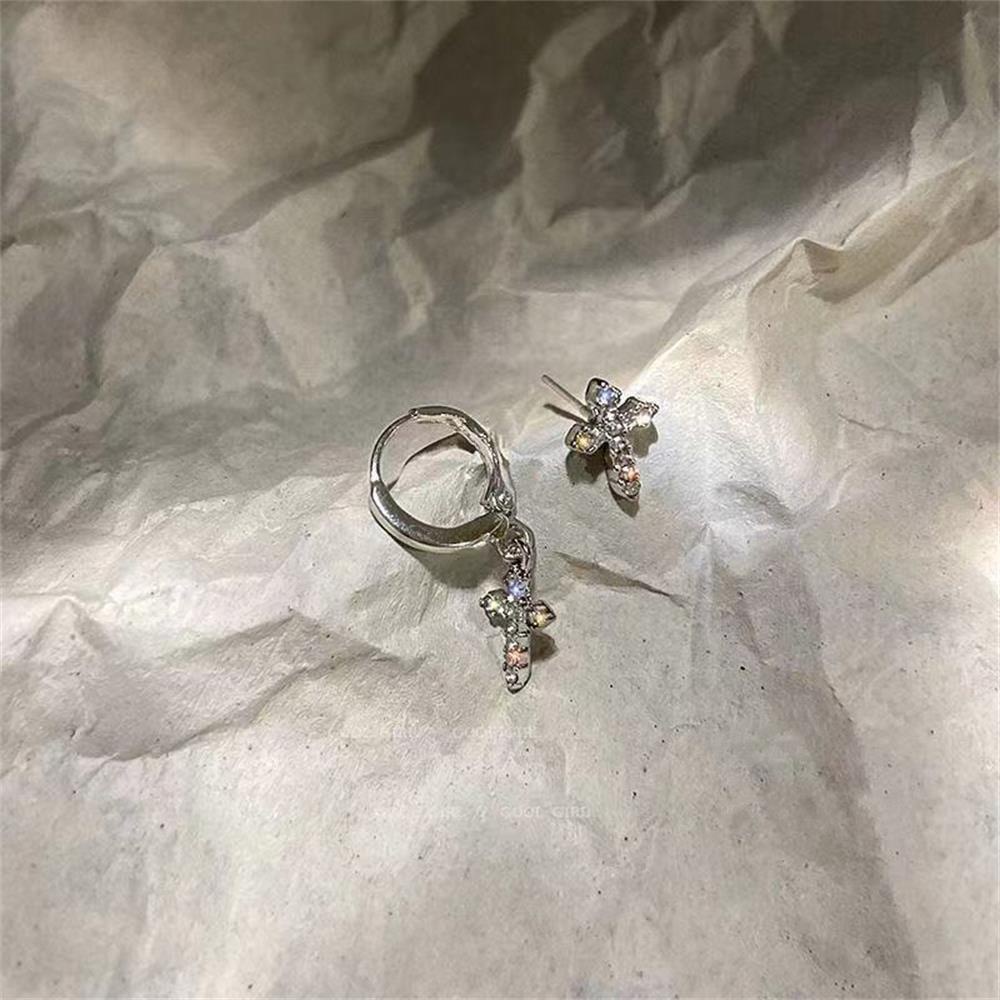 R-bunga Anting Salib Untuk Wanita Gadis Aksesoris Fashion Pesta Mewah Berkilau Berkilau Earrings