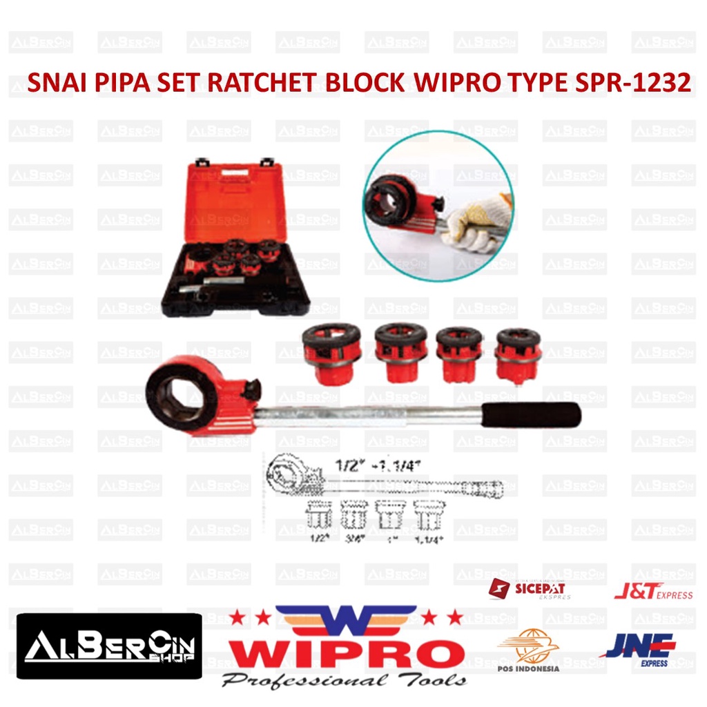 Snai Pipa Set Ratchet Block size 1/2 inch - 1 1/4 inch WIPRO SPR-1232