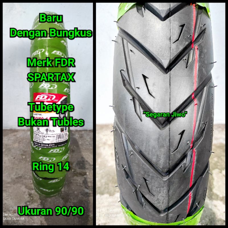 Ban motor matic ring 14 ukuran 90/90 merk FDR spartax Ban belakang Honda beat, vario 110 125Bukan tu