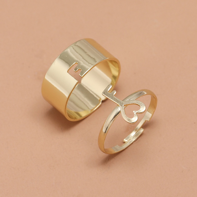 2pcs Cincin Set Korea Silver Gaya Punk Aesthetic Cincin Desain Kunci Pria Keren Untuk Wanita Ring Jewelry