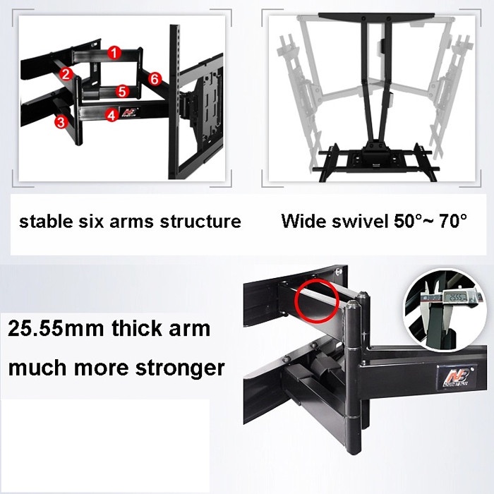 Bracket TV 80 55 50 60 65 70 75 85 90 Inch Dijamin Cocok LED LCD Plasma 50 - 90 In 6 Arah Universal Breket TV Briket TV Braket TV Gantungan TV Tembok Tempelan TV Dinding BU1 North Bayou NBSP 5