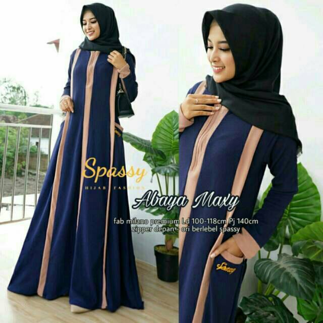 abaya maxy bordir spassy gamis busui baju ori solo