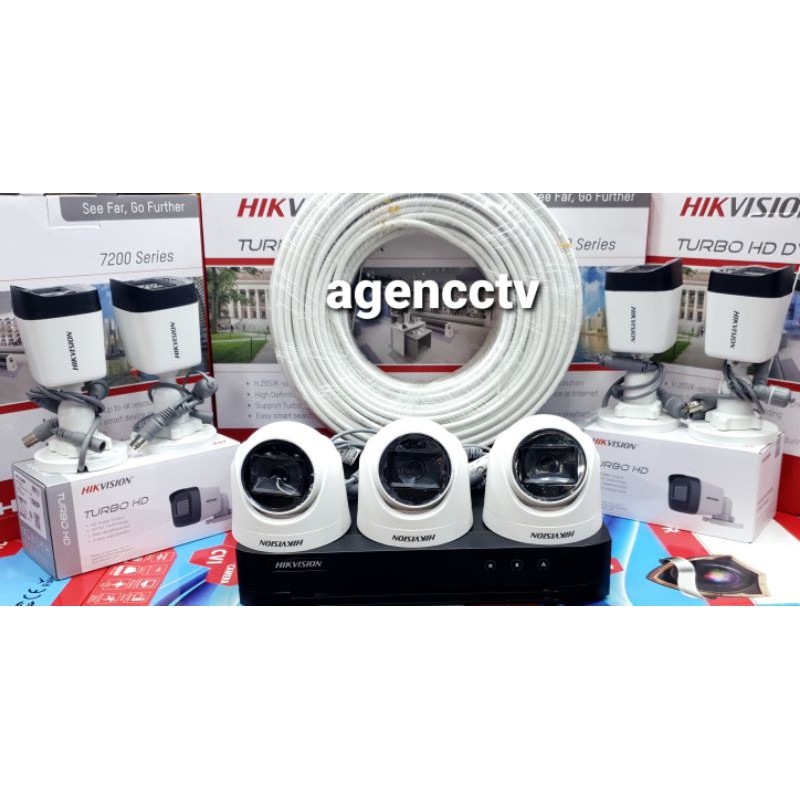 PAKET CCTV HIKVISION 8 CHANNEL 7 KAMERA 2MP AUDIO SERIES  TURBO HD KOMPLIT