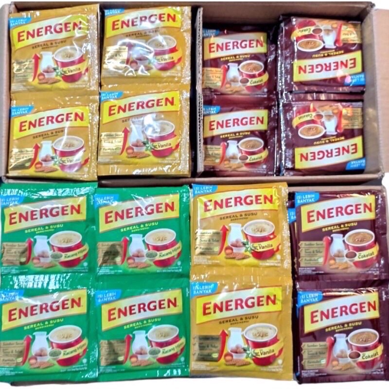 

Energen Susu & Cereal 10 bks ENERGEN COKLAT / ENERGEN VANILA / ENERGEN KACANG HIJAU KURMA SACHET