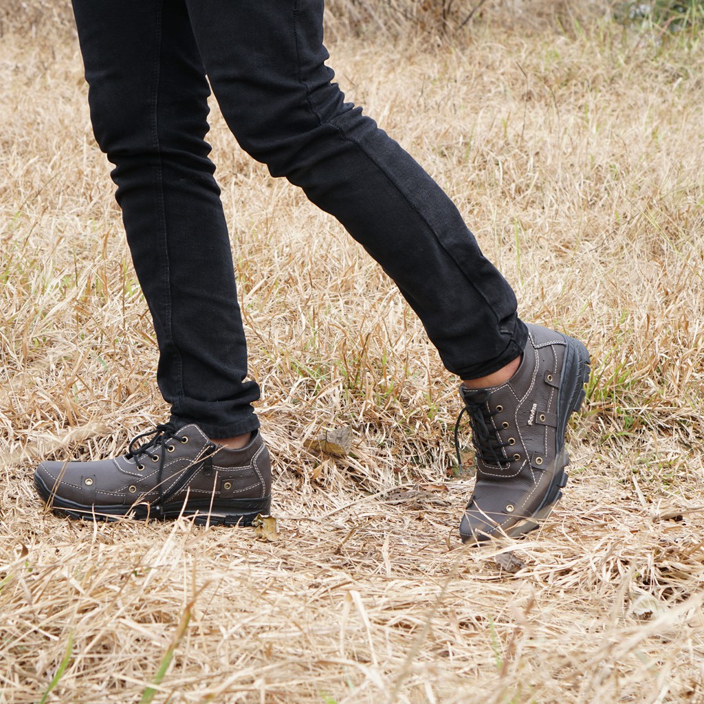 Sepatu boot pria boots casual zipper temali kulit asli BKS010