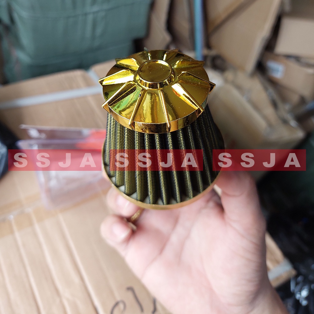 Filter Udara Saringan Udara Motor variasi Filter Untuk Motor karbulator PE / standar UNIVERSAL Motor anda lebih Bertenaga Model MAHKOTA Warna gold