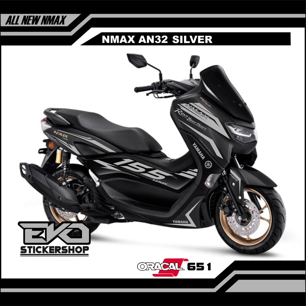 STIKER ALL NEW NMAX HITAM CUTTING STICKER SILVER AN32