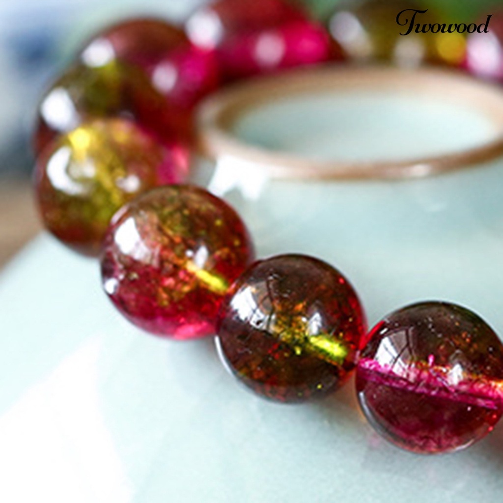 Twowood Women Bracelet Faux Watermelon Tourmaline Beads Jewelry Vintage Good Elasticity Bracelet for Party