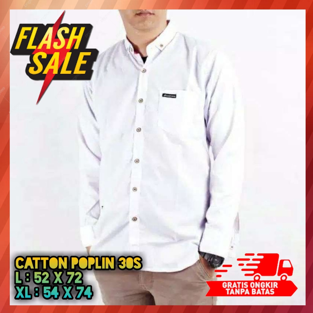 Kameja Hem Atasan Baju Kemeja Putih Pria Lengan Panjang Pendek