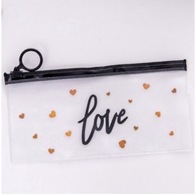 TEMPAT PENSIL ZIP TRANSPARAN MOTIF KARAKTER LOVE TEMPAT KOSMETIK ZIPPER KOTAK PENSIL MURAH IMPORT-F. LOVE - TRANSPARAN