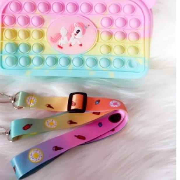 ✻ TAS POP IT UNICORN KOTAK JINJING TALI KAIN SELEMPANG ➤