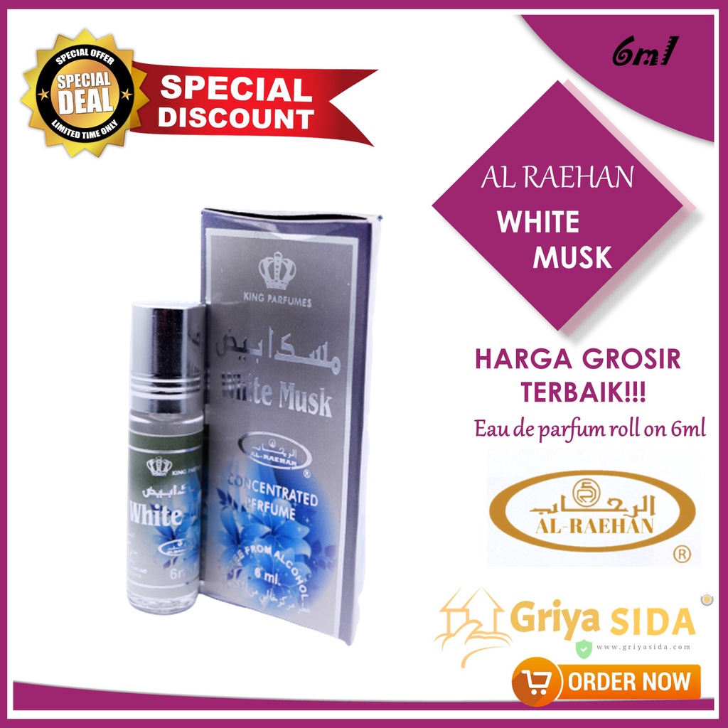 Parfum White musk 6ml alraehan minyak wangi misk mirip al rehab parfum Harga grosir PROMO!!