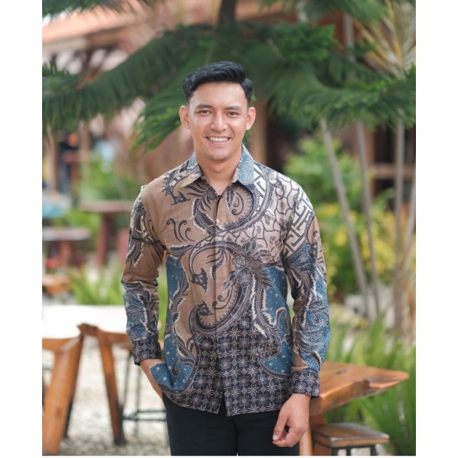 KEMEJA PANJANG PADI 003 Kemeja Batik Pria Modern Lengan Panjang Casual Modis Slim Fit Trendy Masa Kini