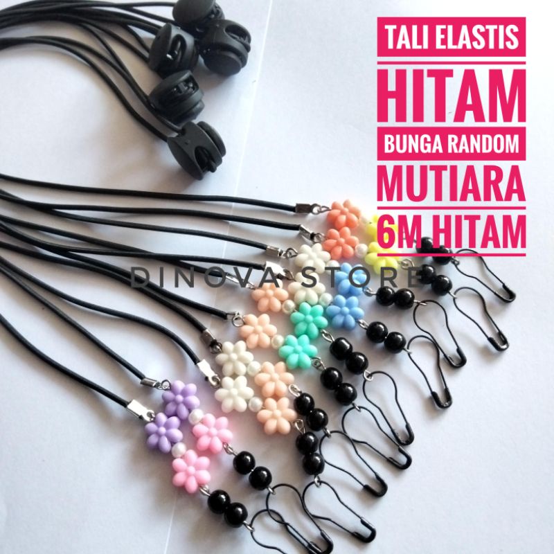 NEW STRAP MASKER  HIJAB 2 IN 1 TALI ELASTIS HITAM/konektor masker