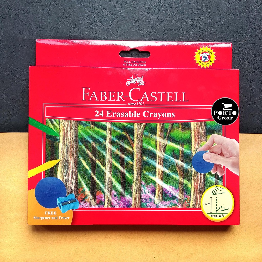 

Faber Castell 24 Erasable Crayons Crayon + Sharpener And Eraser Krayon Isi 24 Ori