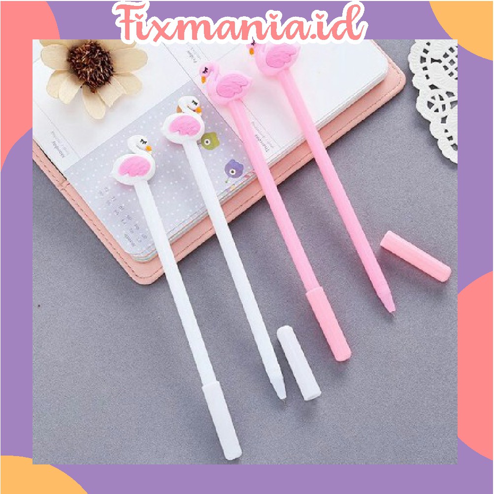 

~FIXMANIA~ R206 Pulpen Karakter Flaminggo Pena Angsa Gel Cair Stationary Alat Tulis
