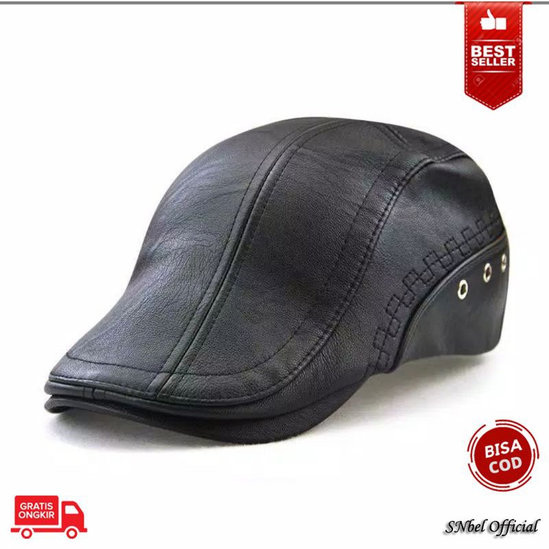 Topi model seniman kodok copet newsboy cap kulit impor pria cowo laki original jamont murah TK06