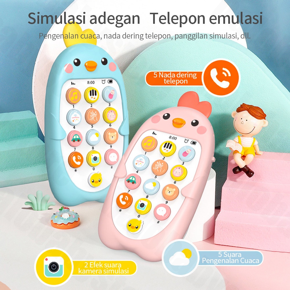 Halobaby Mainan Handphone Bayi Mainan Ponsel Bayi Telepon Pendidikan Awal Dengan Lampu Musik Silikon Bentuk Wortel