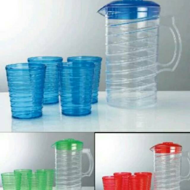 Teko Set Gelas Teko Kristal Mika Beranak Gelas