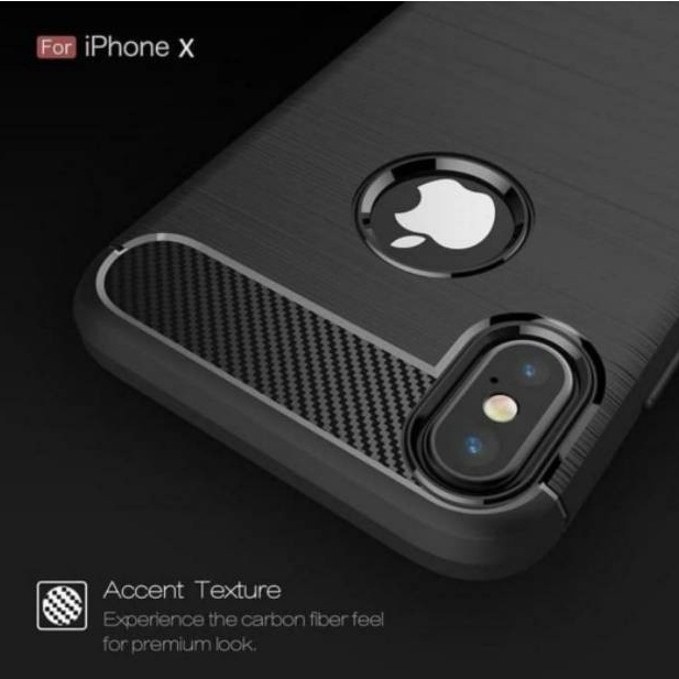 CASE SLIM FIT CARBON IPAKY IPHONE X XS SOFTCASE - FA