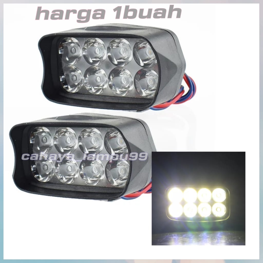 Lampu LED Bar Tembak Sorot CREE Motor Mobil 8 Titik Mata Dua Susun 8 Led 10Watt motor mobil 12volt