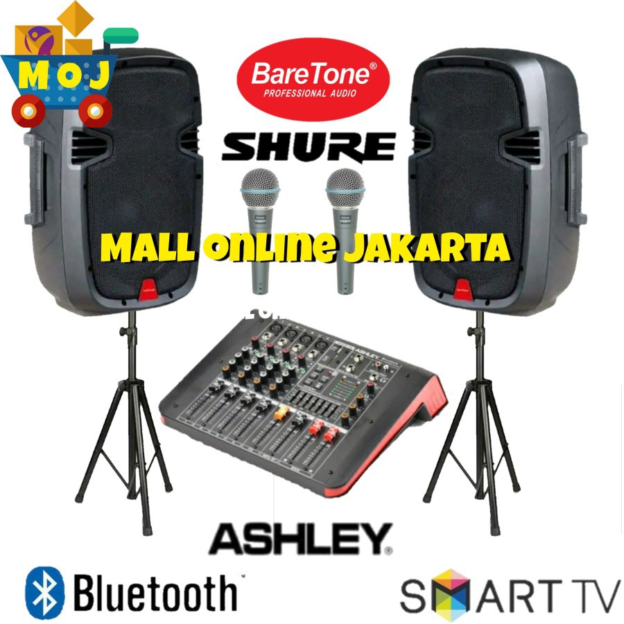 Paket Power mixer Ashley 15 inch baretone karaoke sound system