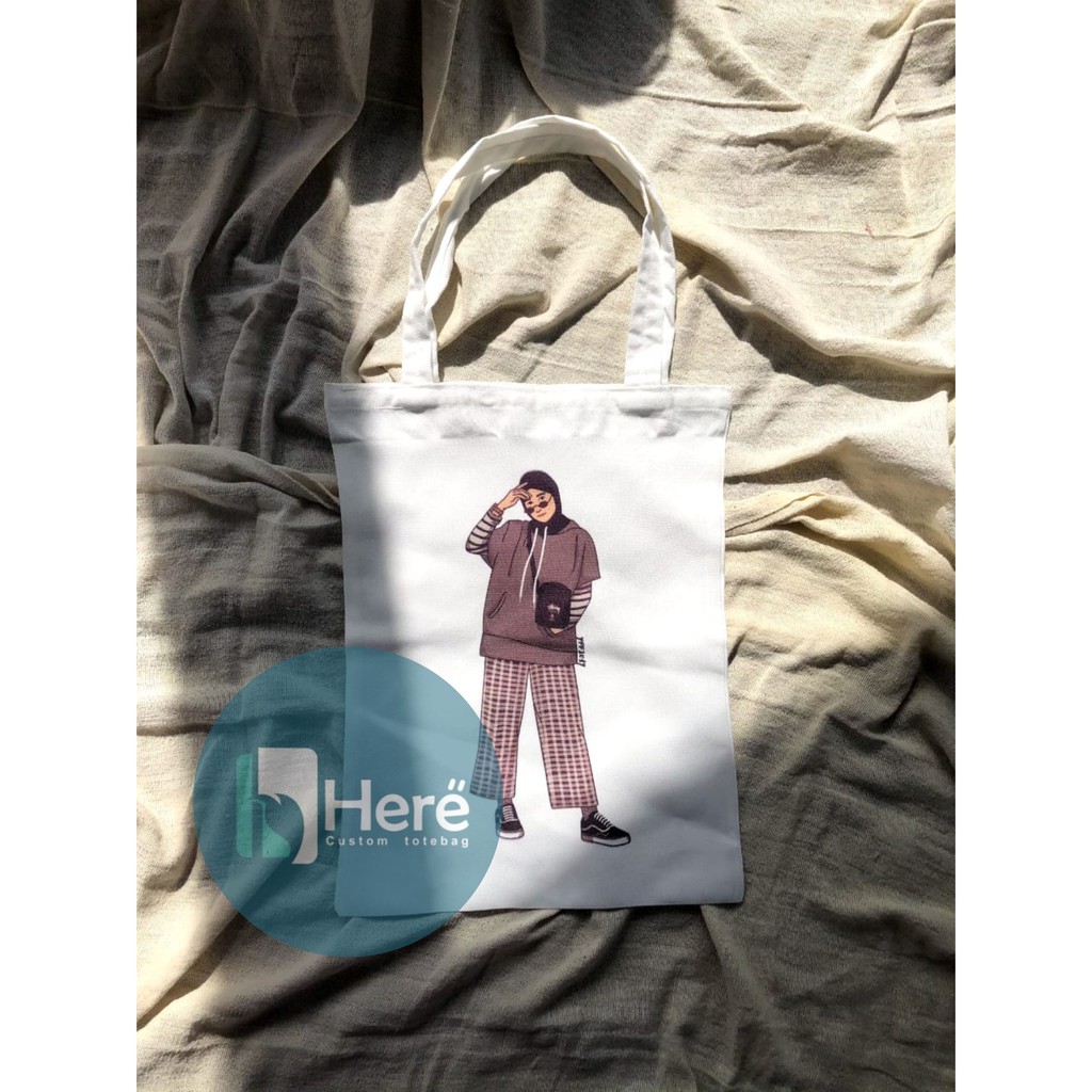 Custom Tote bag/Totebag/bahan  baby kanvas satuan ukuran 30 x 40 satuan