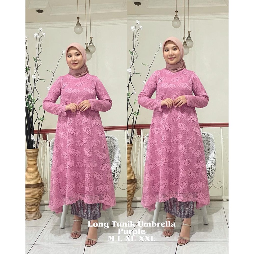 LONG TUNIK UMBRELLA BRUKAT / KEBAYA MODERN / KEBAYA PESTA / ATASAN TUNIK WANITA / MC