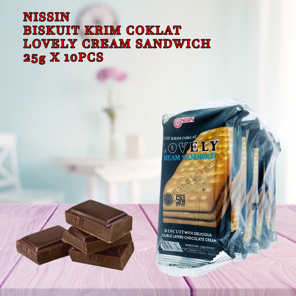 BISKUIT KRIM COKLAT *NISSIN * LOVELY CREAM SANDWICH * 25gX 10PCS