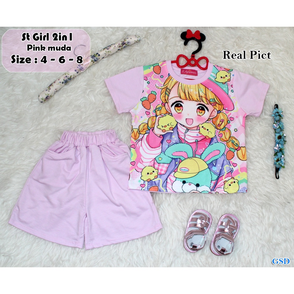 Set Girl 2in1/Fashion Anak 4 Thn Sampai 6 Thn/ Baju Setelan Bayi Murah/Set Anak Import