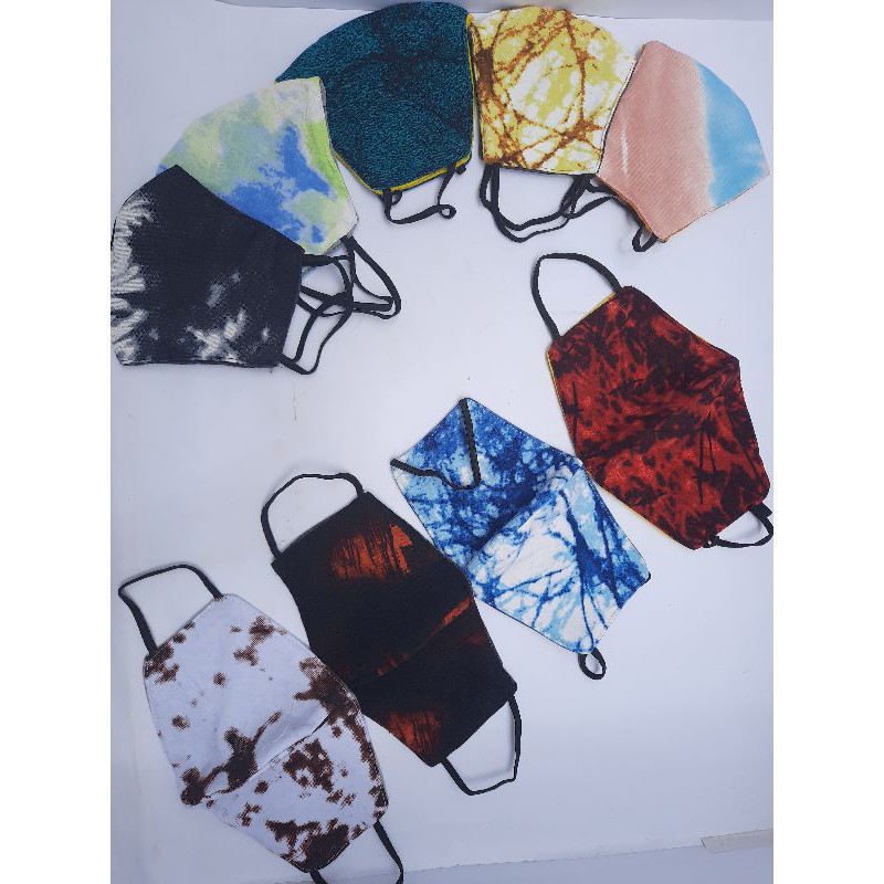 Masker kain 3 lapis/3ply,motif tie dye,masker dewasa,karet kuping,eaR LOOP