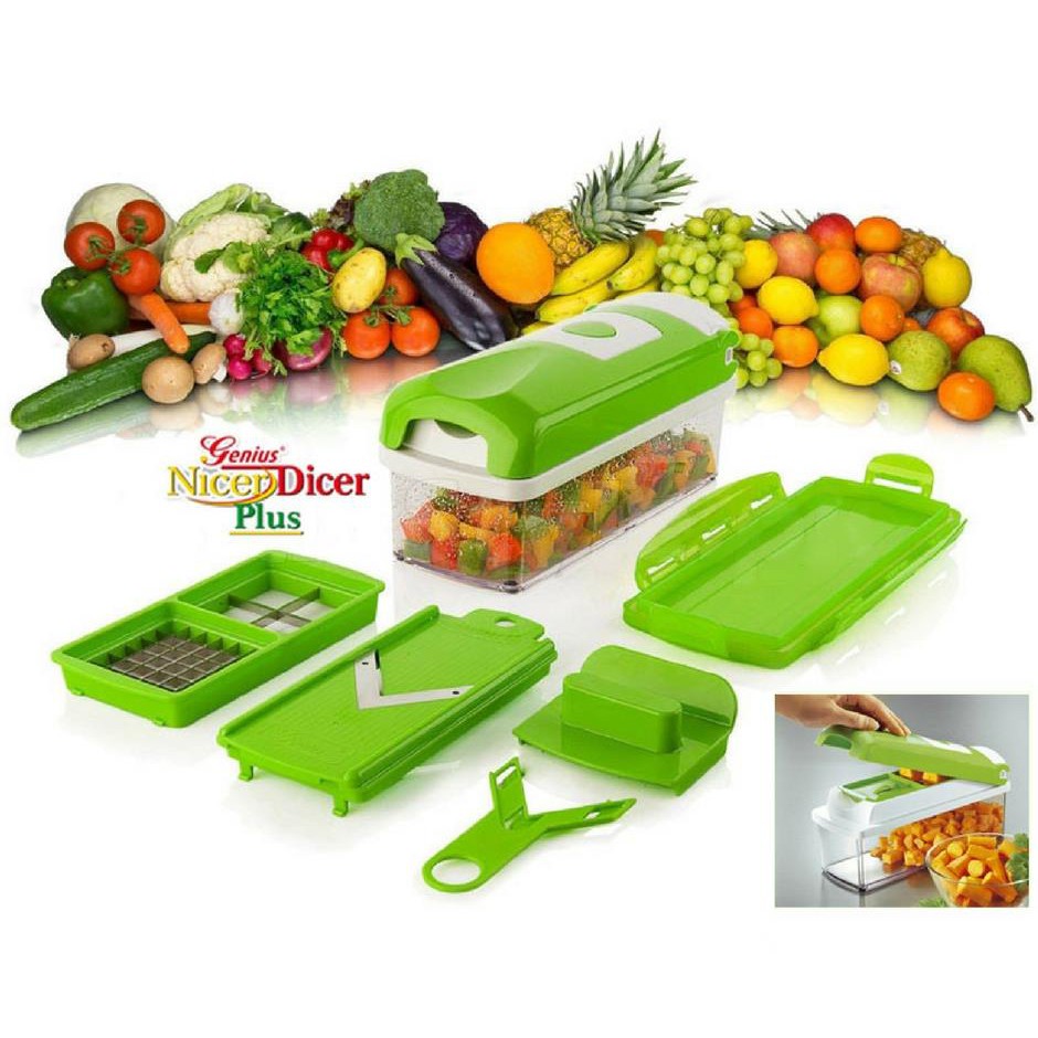 Genius Nicer Dicer Plus - Alat Pemotong Parutan Pengupas Masakan, Alat Pemotong Buah dan Sayuran