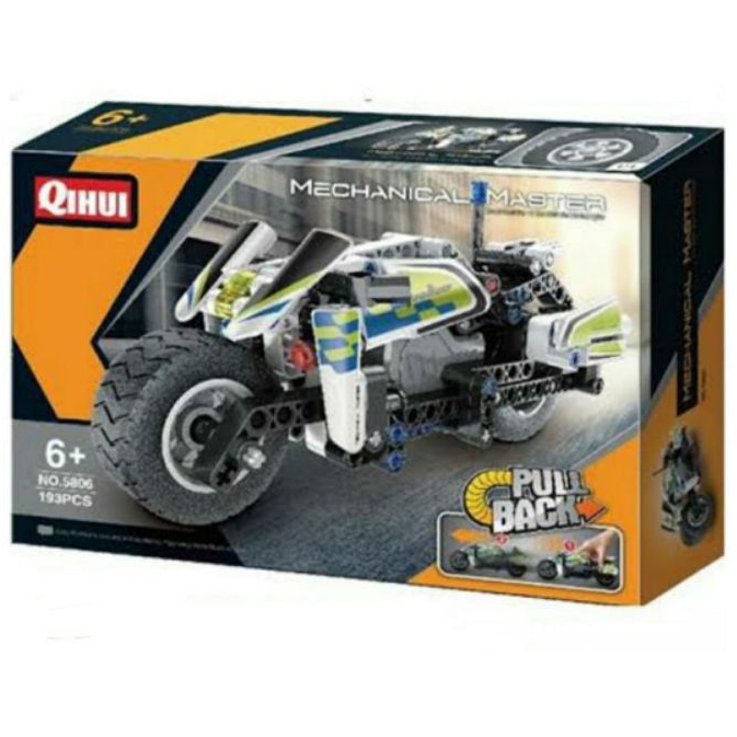 Mainan Motor Police Motorbike Polisi mechanical master Pull back Qihui 5806
