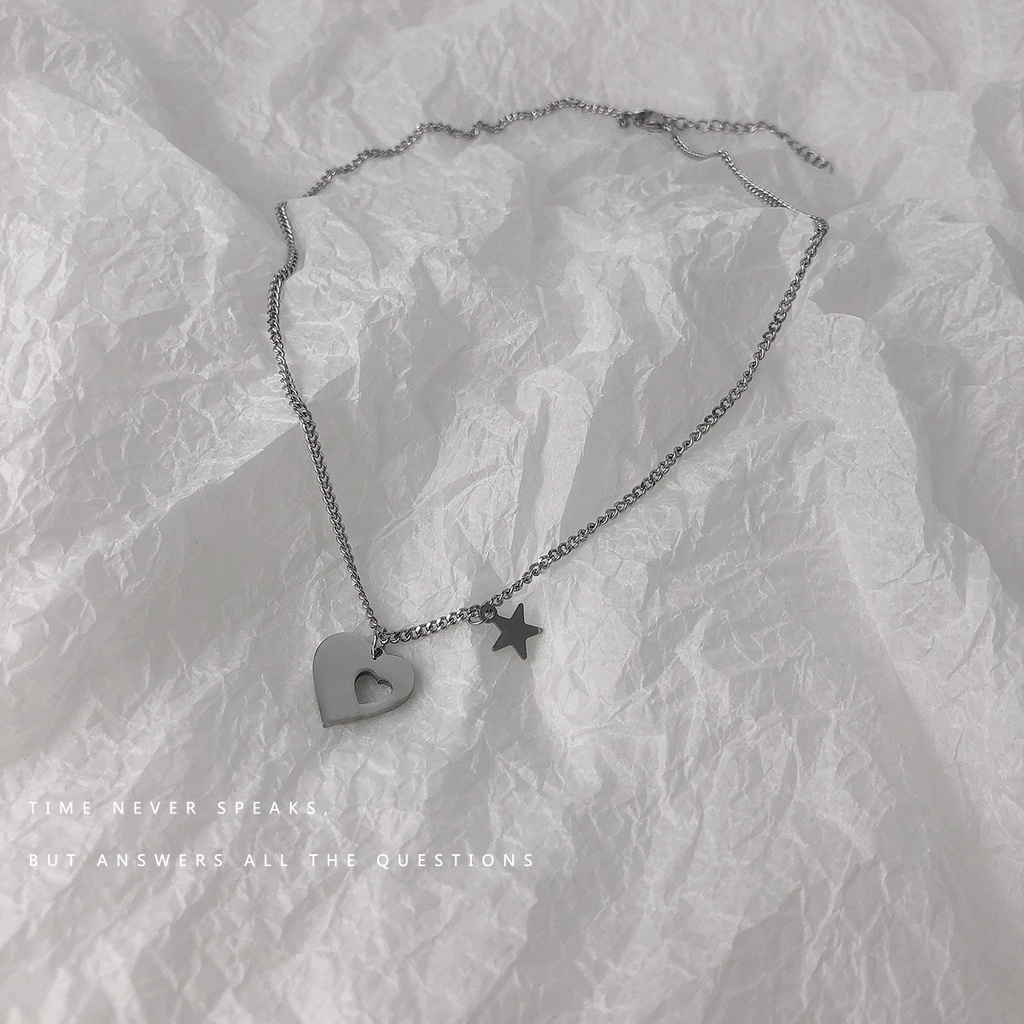 Hollow Love Star Necklace Accessories Hip Hop Retro Personality Clavicle Chain