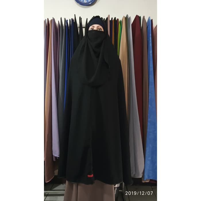 Khimar syari jetblack super jumbo - hitam