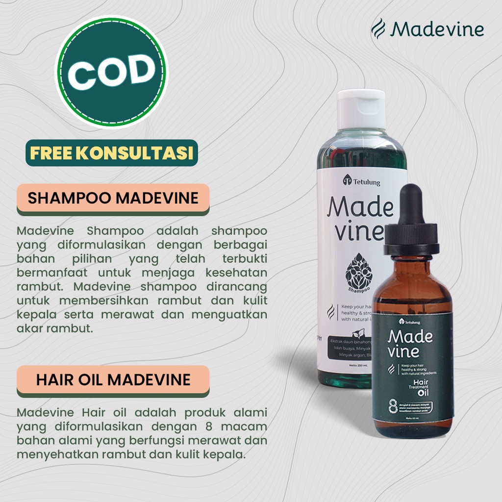 Paket Madevine Oil &amp; Shampo - Perawatan Rambut Rontok, Rusak, Penyubur Rambut untuk Pria &amp; Wanita