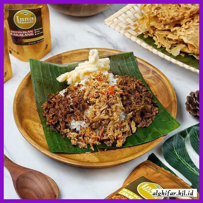

Makanan-Kering- Ikan Cakalang Abon Pedas - Inno Manado - Kemasan Pouch - Pedas -Aneka.