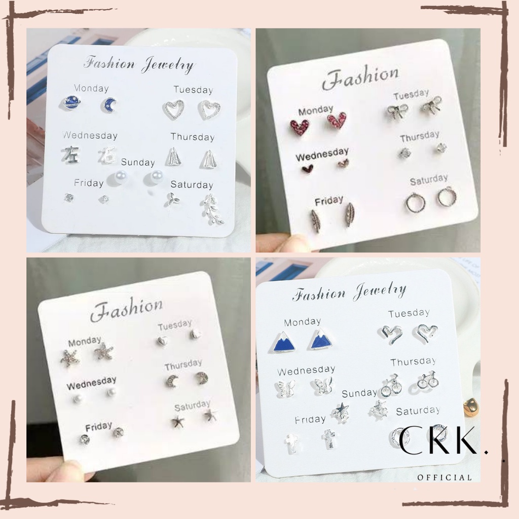 ➰CKK➰ Anting Tusuk 6 in 1 &amp; 7 in 1 FA01 Fashion Wanita Korea Aksesoris Murah